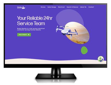 A screenshot of the Grubs Electric website homepage on a desktop computer