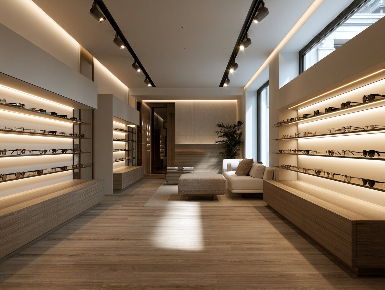 A bright, modern eye-care clinic interior